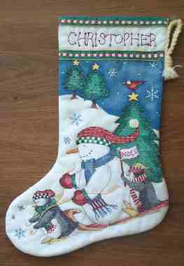 Penguin and Snowman sledding stocking Model - Click Image to Close